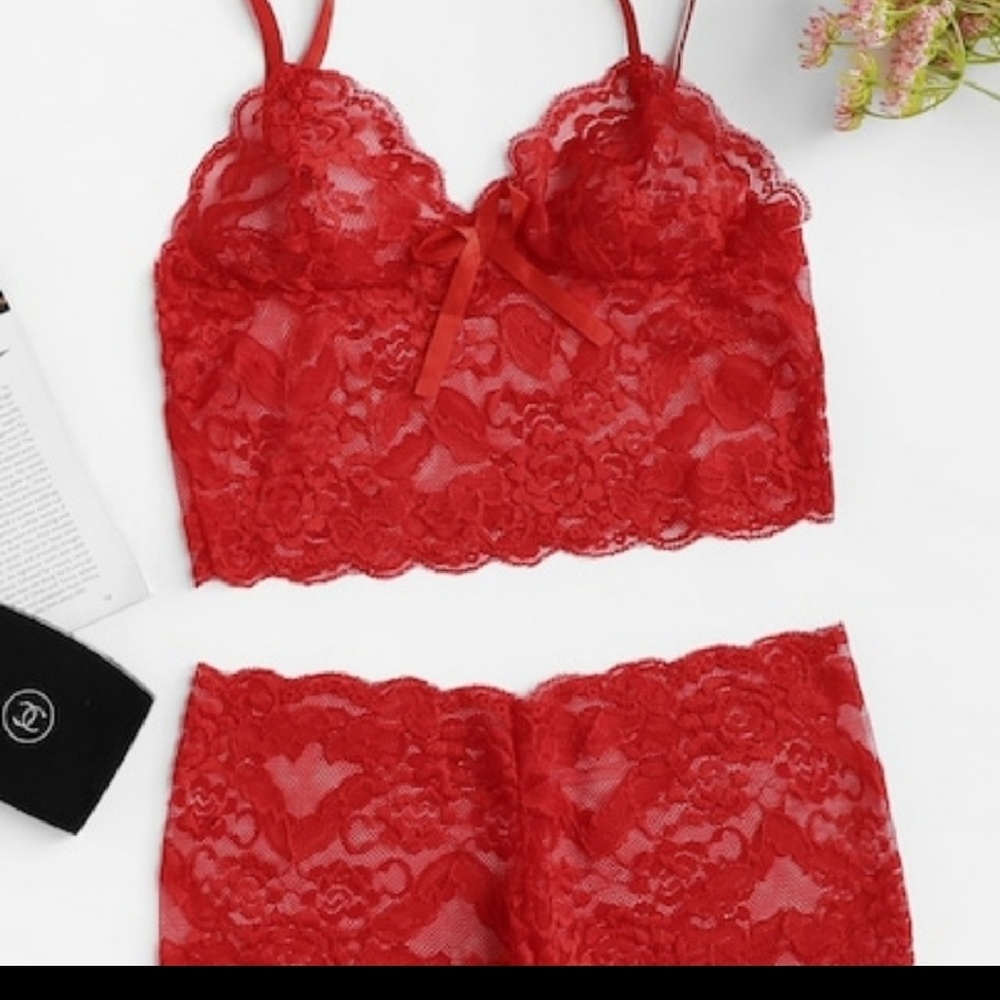✔💝💜 PLUS SIZE RED LACE LINGERIE